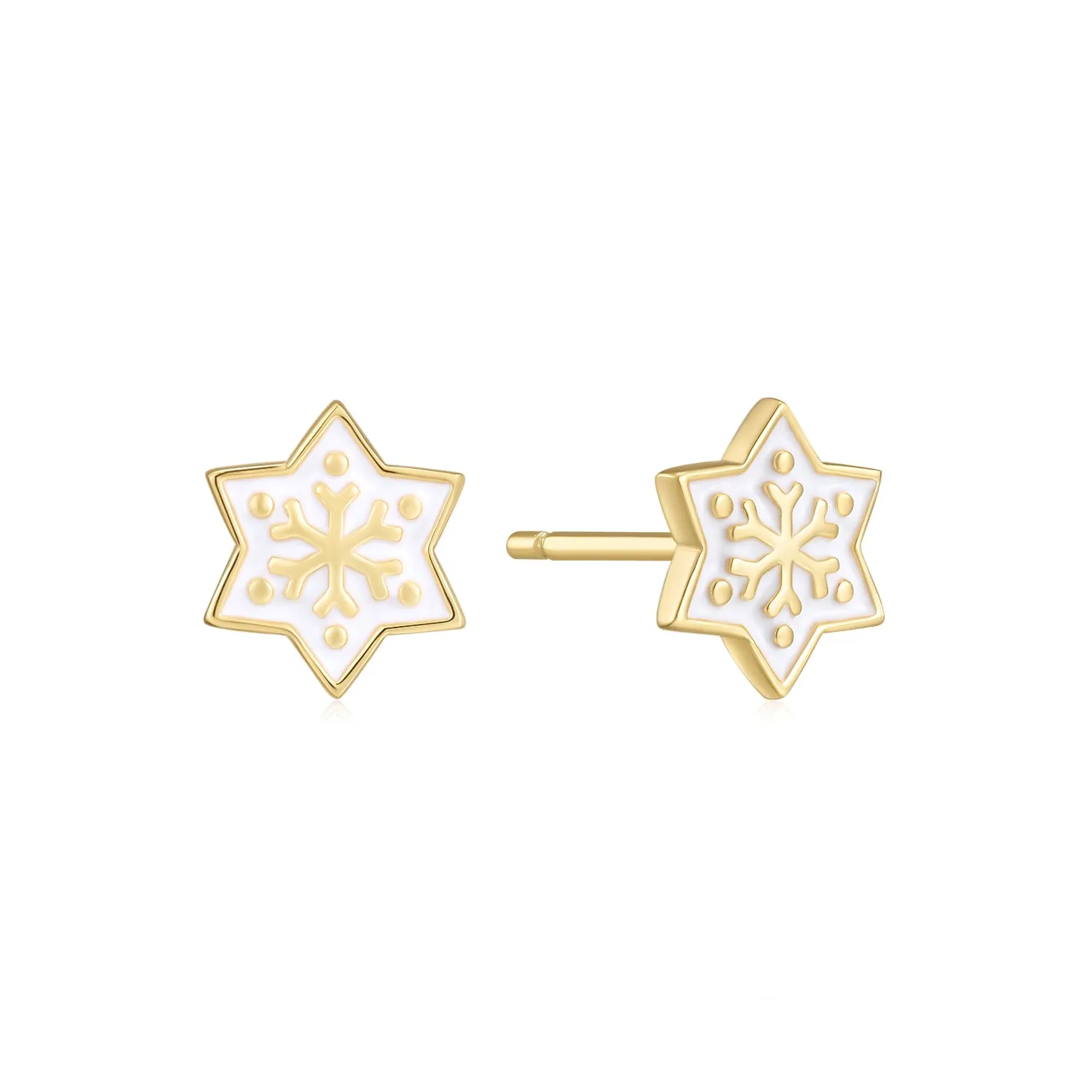 Mellonia | Mangrove Studs | White Enamel | Gold Plated 925 Silver