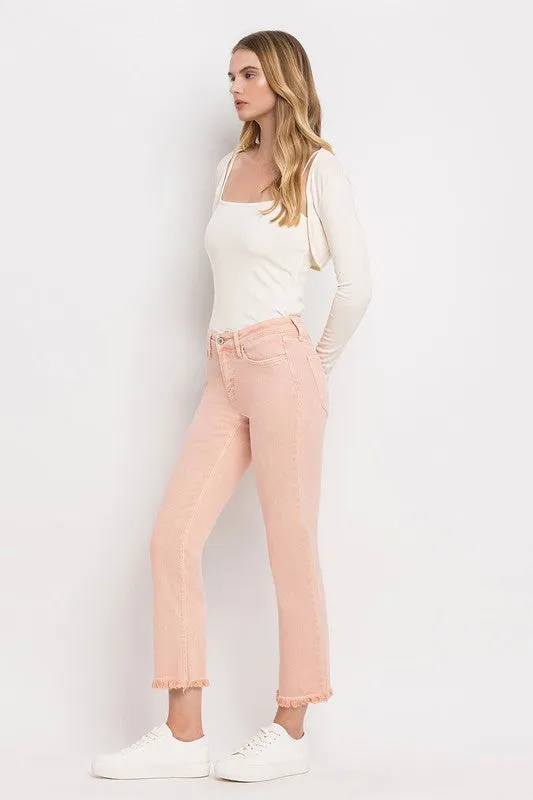 Mid Rise Crop Straight Jeans