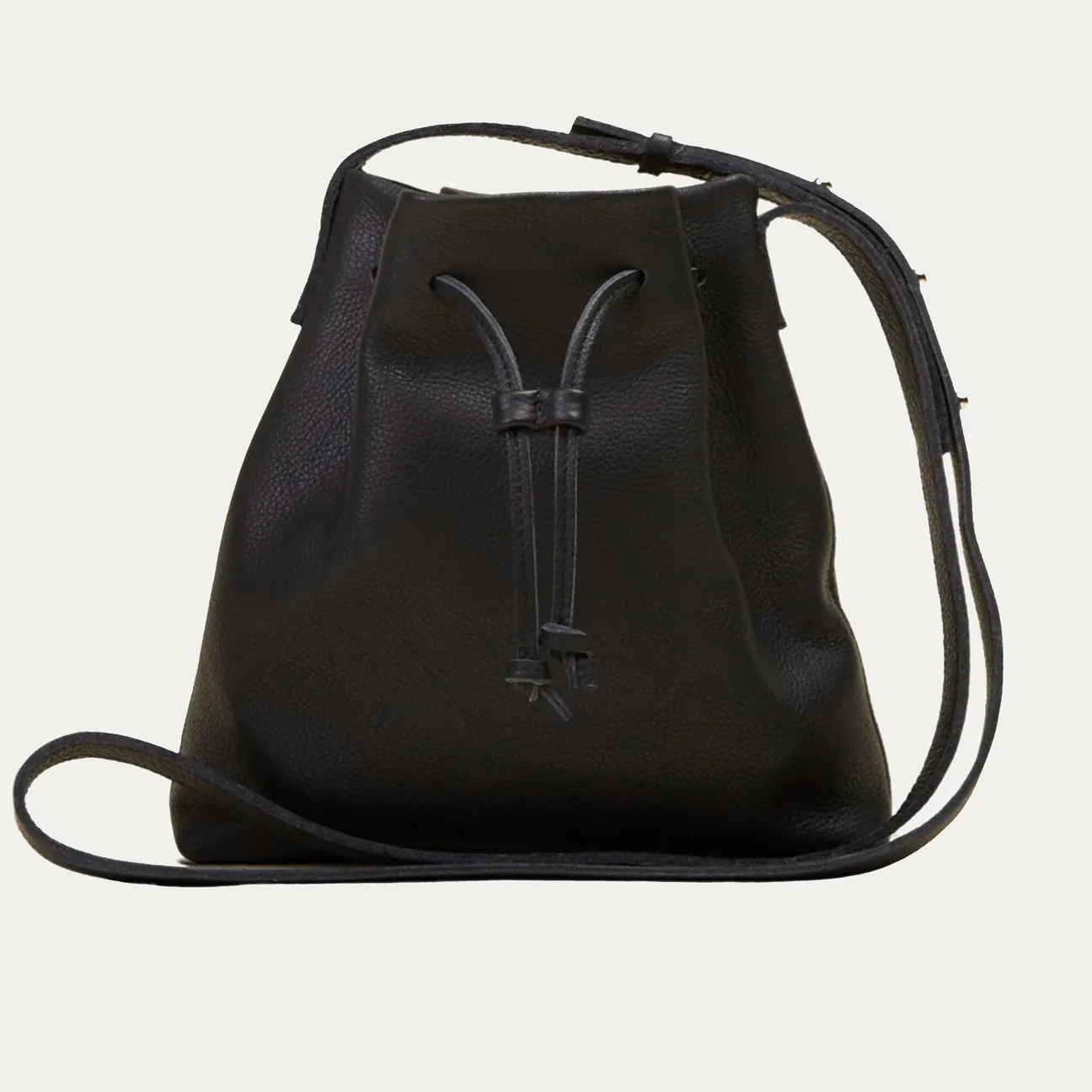 Mini Crossbody Tote | Black Leather   Silver Hardware