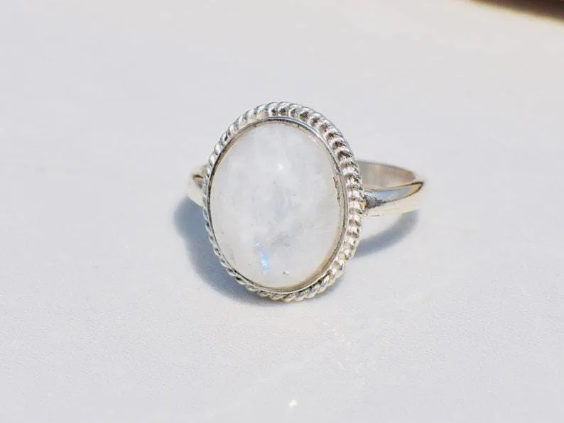 Moonstone Silver Statement Ring,Handmade Jewelry,Christmas Gift,Gift for Her