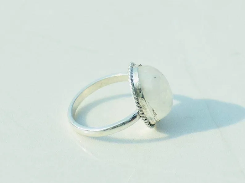 Moonstone Silver Statement Ring,Handmade Jewelry,Christmas Gift,Gift for Her