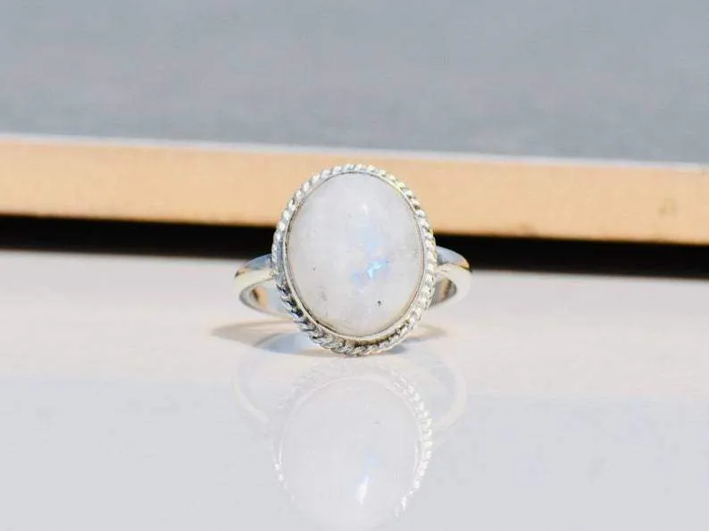 Moonstone Silver Statement Ring,Handmade Jewelry,Christmas Gift,Gift for Her