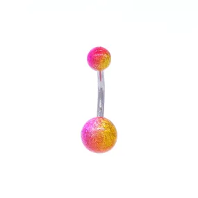 Multi Colour Acrylic Balls Belly Button Navel Ring - Gold/Pink