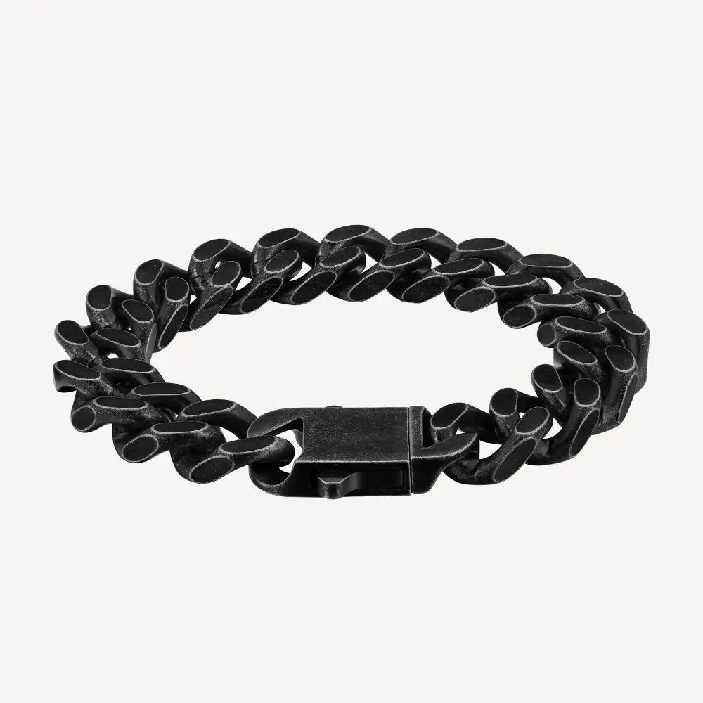 NEW | 14mm Curb Chain Bracelets with Hook Buckle Clasp in Black Gold