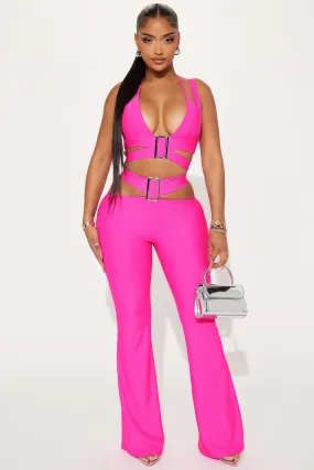 No Invite Pant Set - Neon Pink