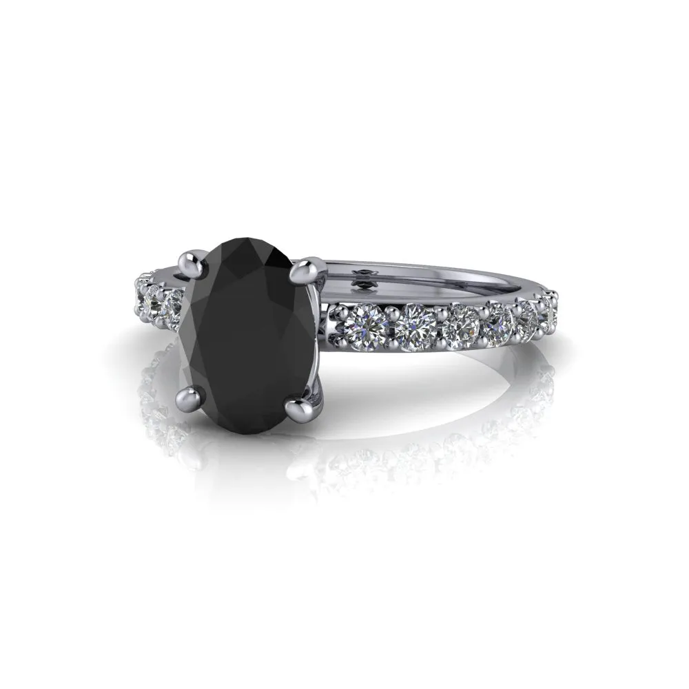 Oval Black Diamond Engagement Ring