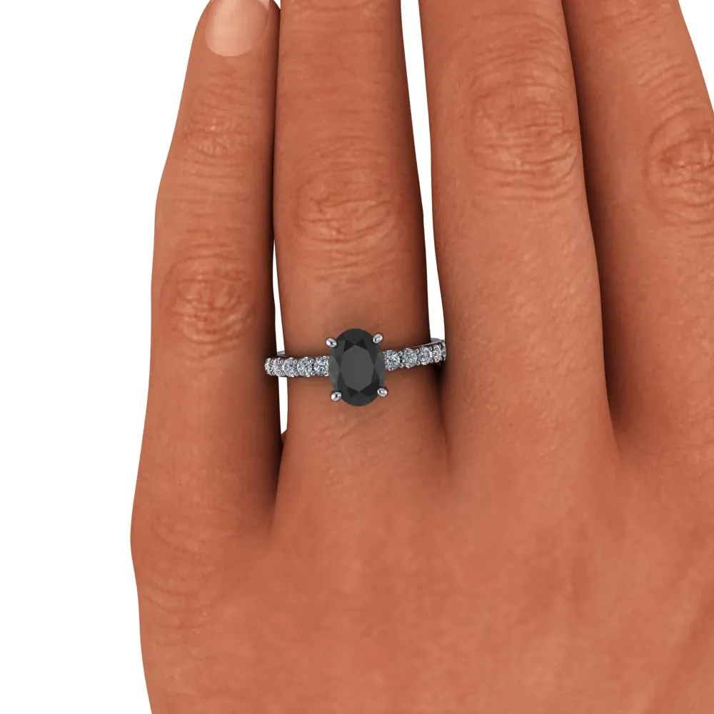 Oval Black Diamond Engagement Ring