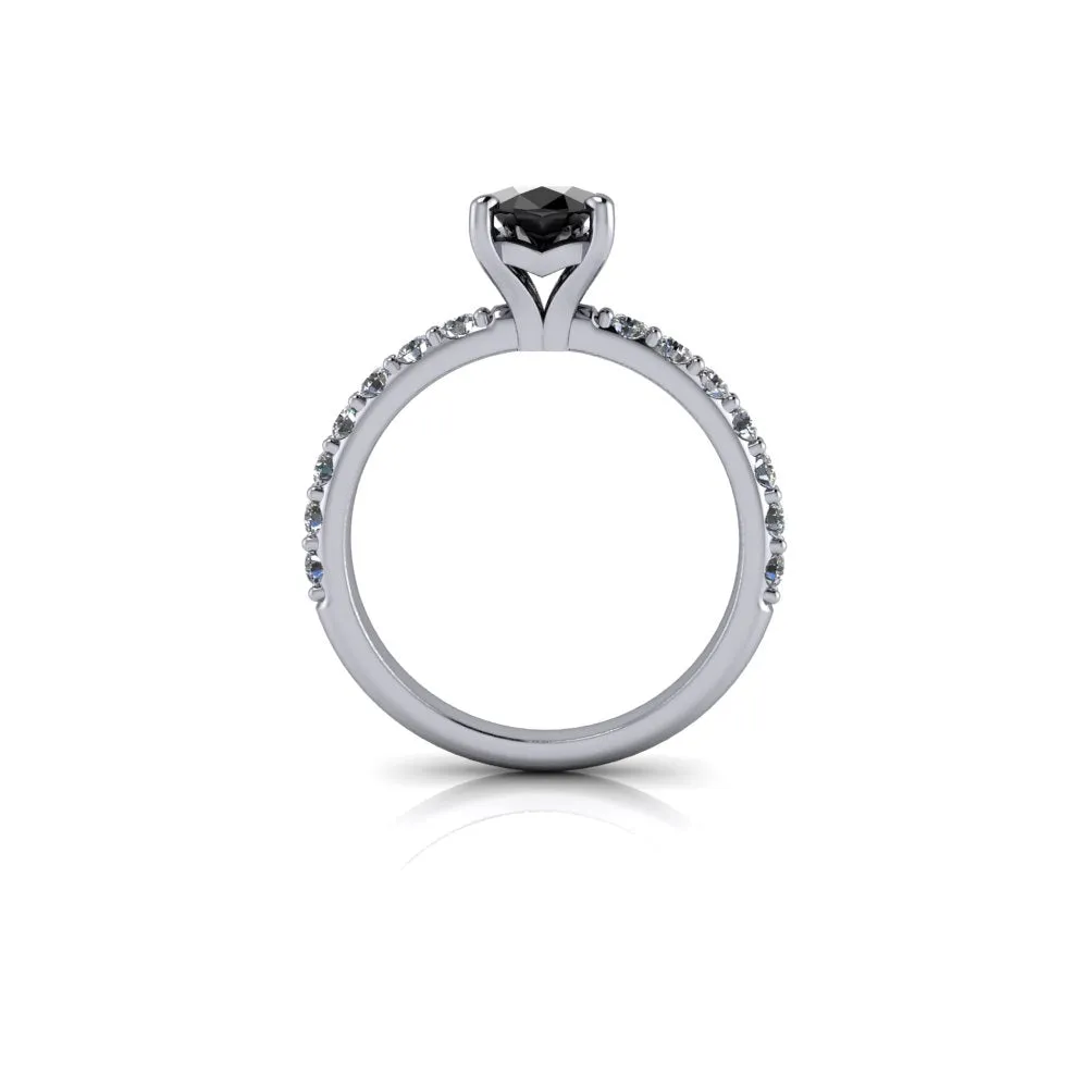 Oval Black Diamond Engagement Ring