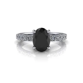 Oval Black Diamond Engagement Ring