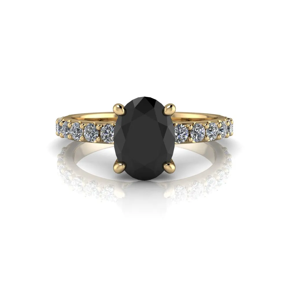 Oval Black Diamond Engagement Ring