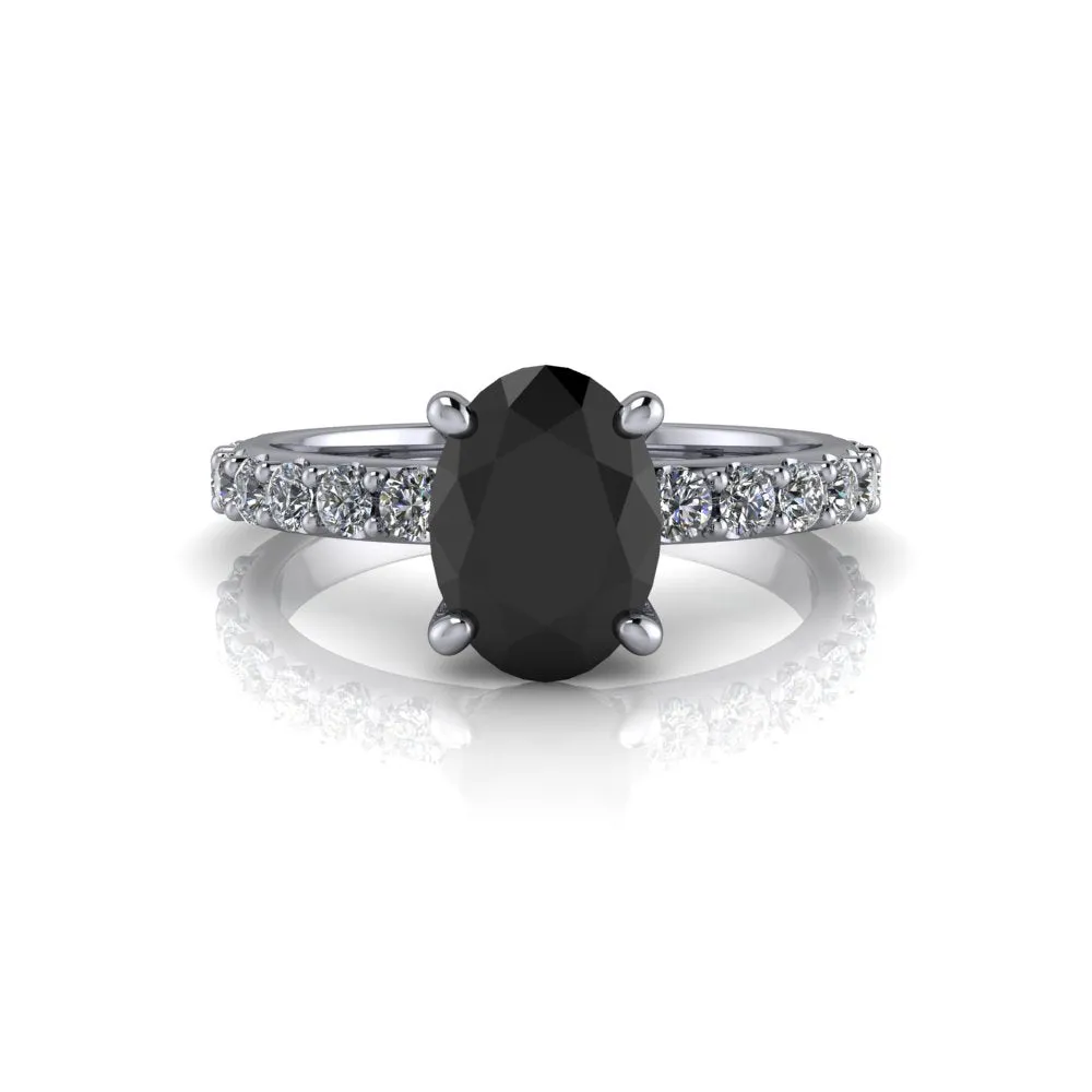 Oval Black Diamond Engagement Ring