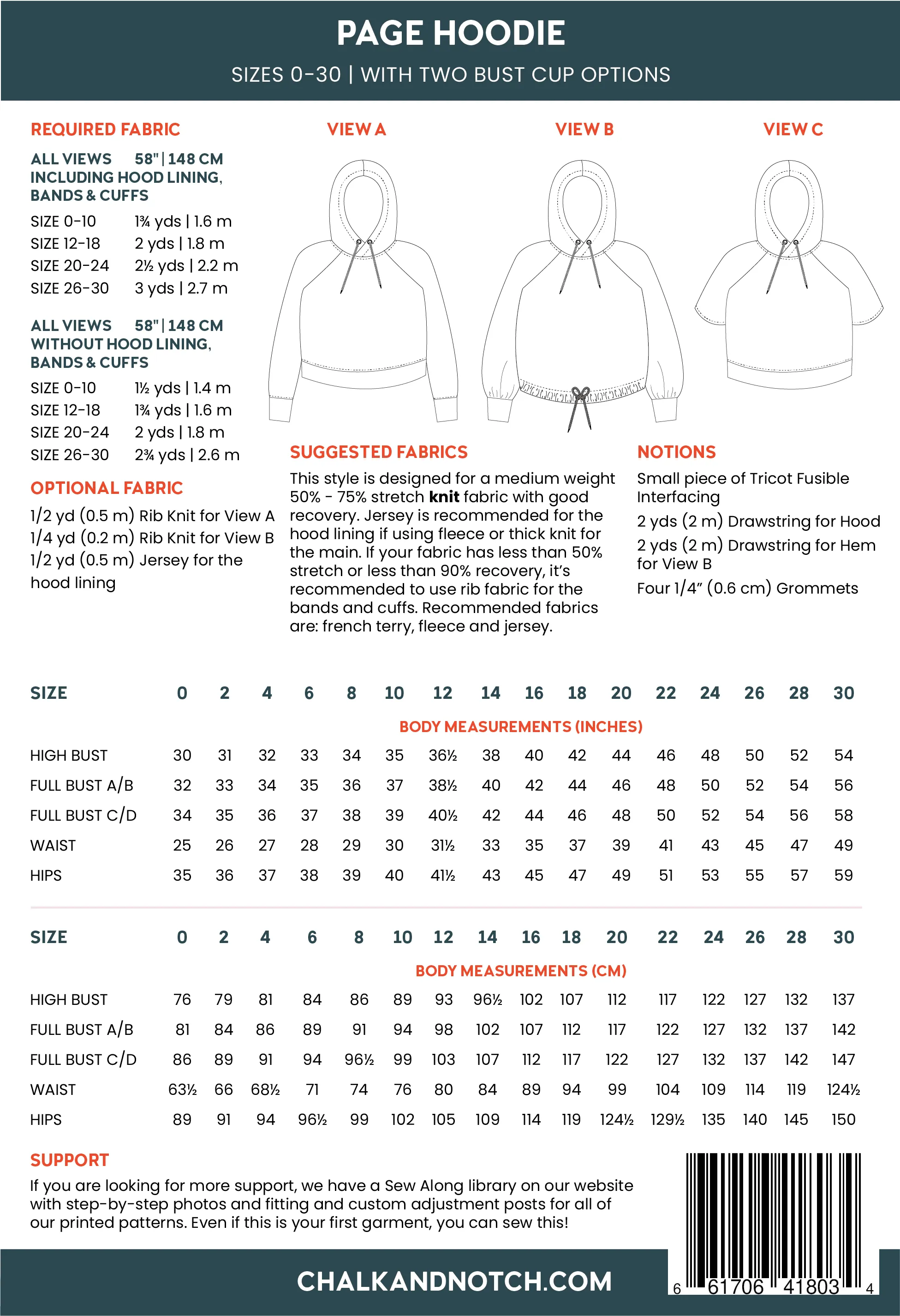 Page Sweatshirt Sewing Pattern by Chalk & Notch