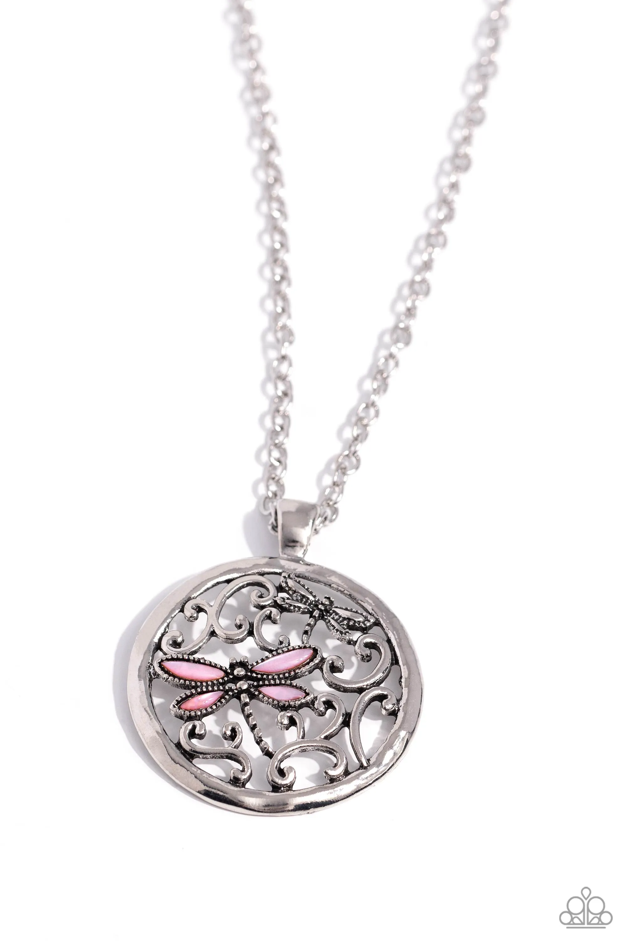 Paparazzi Dragonfly Daydream Pink Necklace & Earring Set