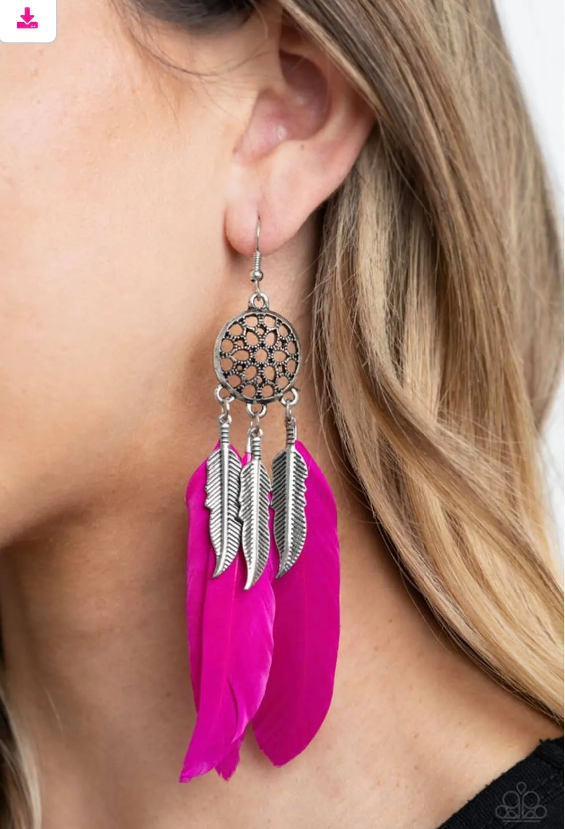 Paparazzi In Your Wildest DREAM-CATCHERS - Pink Feathers Earrings