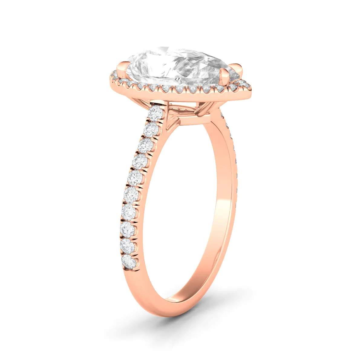 Pear Cut Halo & Pave Diamond Ring