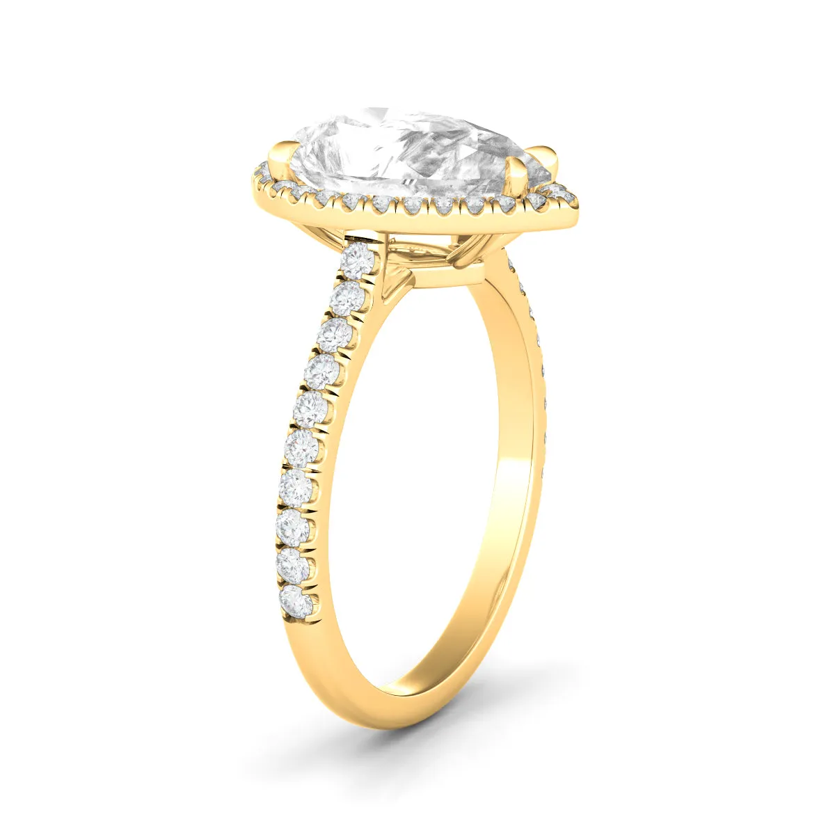 Pear Cut Halo & Pave Diamond Ring