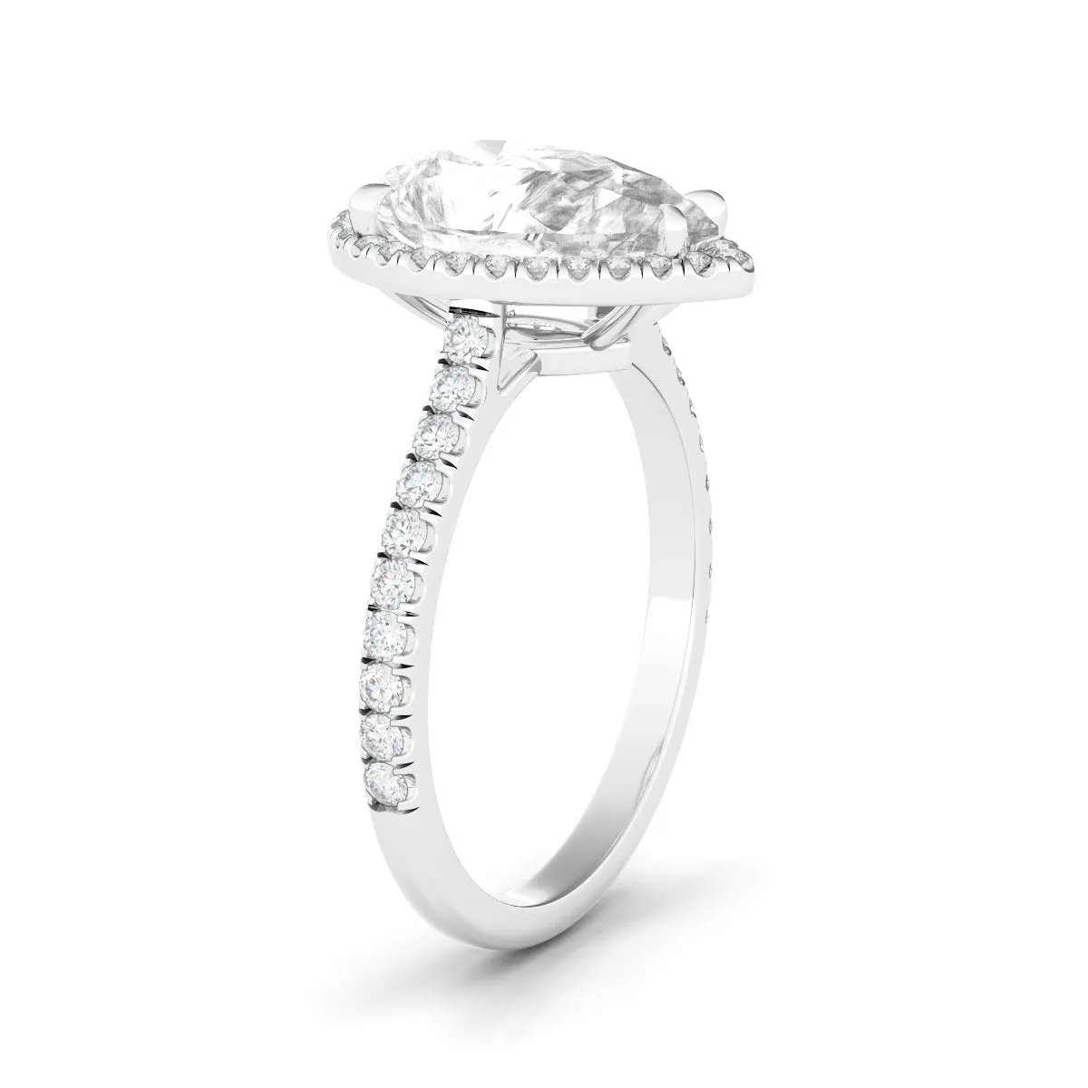 Pear Cut Halo & Pave Diamond Ring