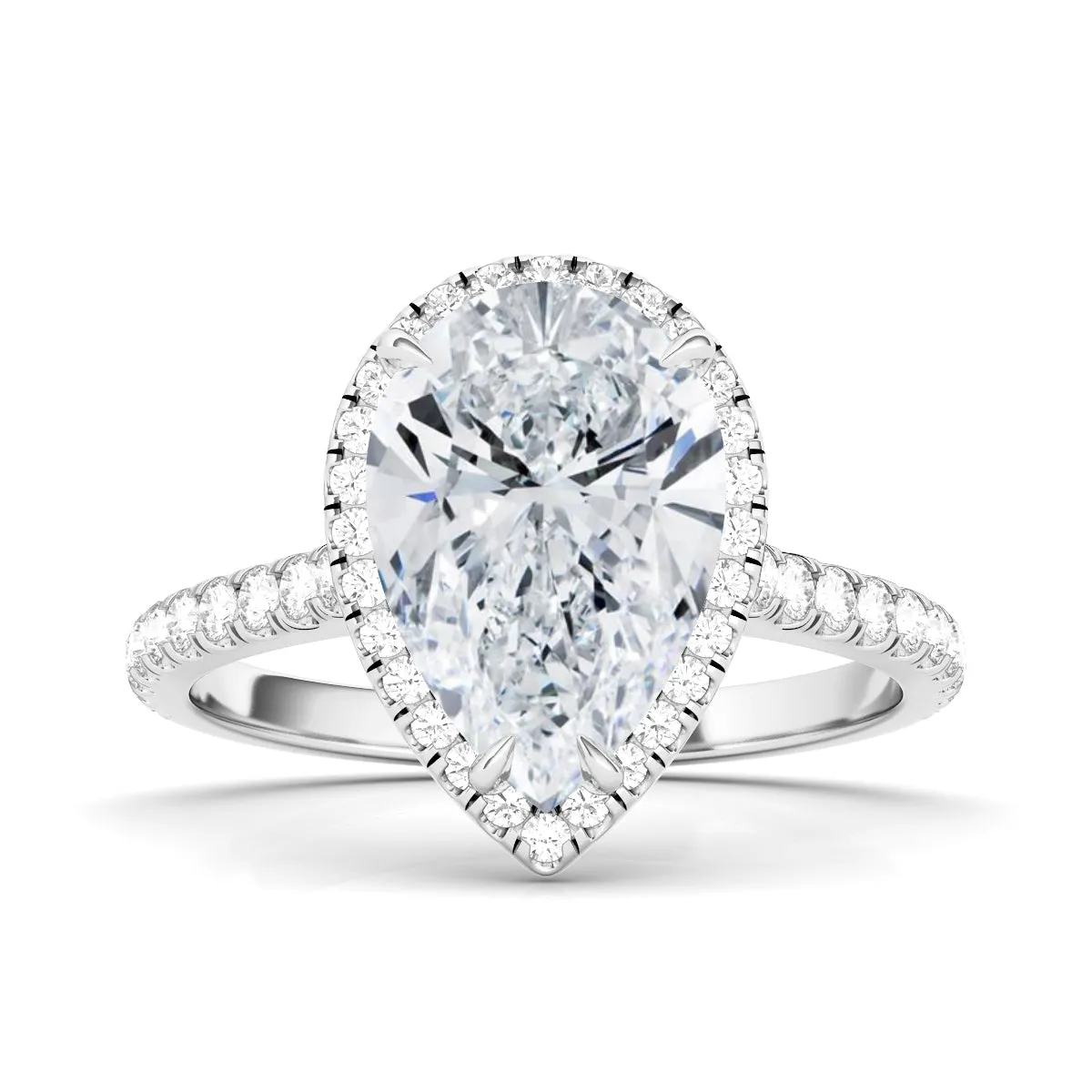 Pear Cut Halo & Pave Diamond Ring