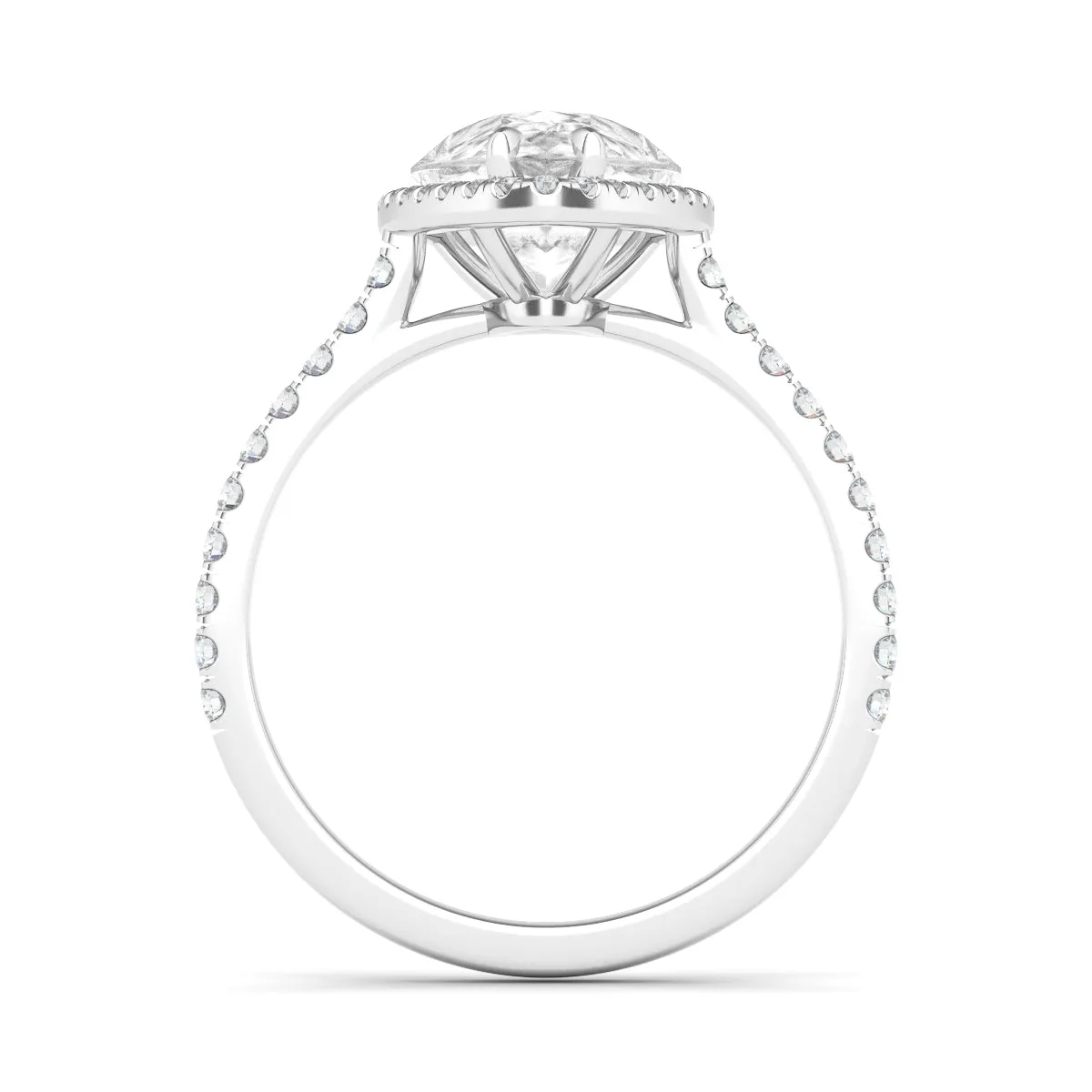 Pear Cut Halo & Pave Diamond Ring