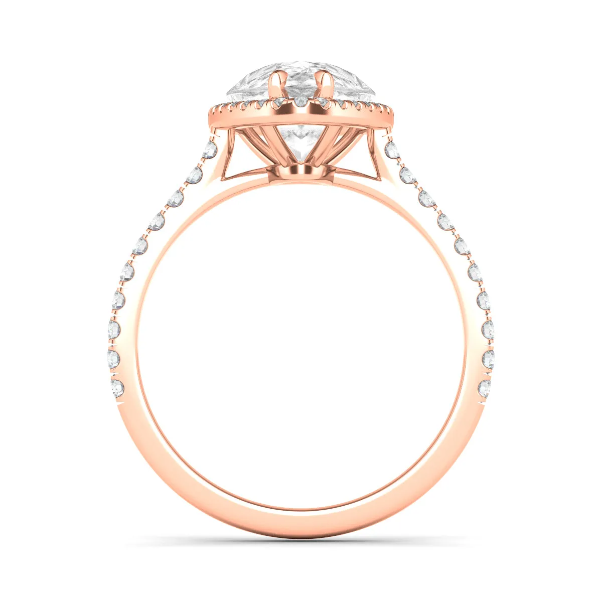 Pear Cut Halo & Pave Diamond Ring