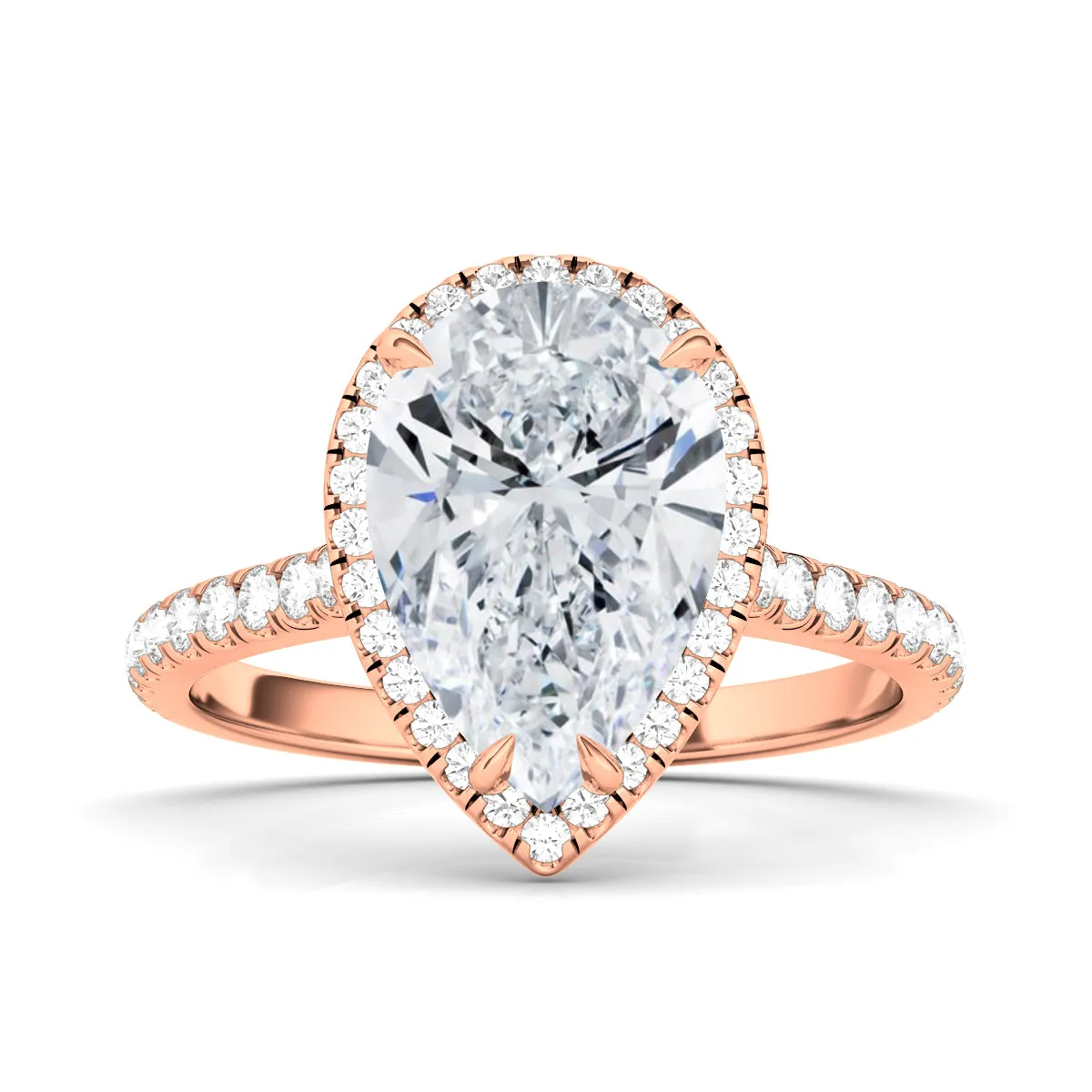 Pear Cut Halo & Pave Diamond Ring