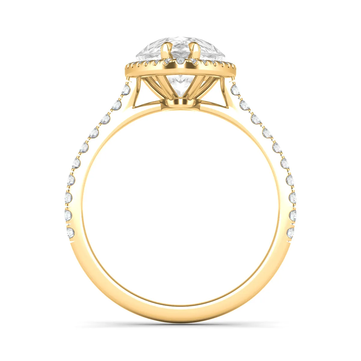 Pear Cut Halo & Pave Diamond Ring