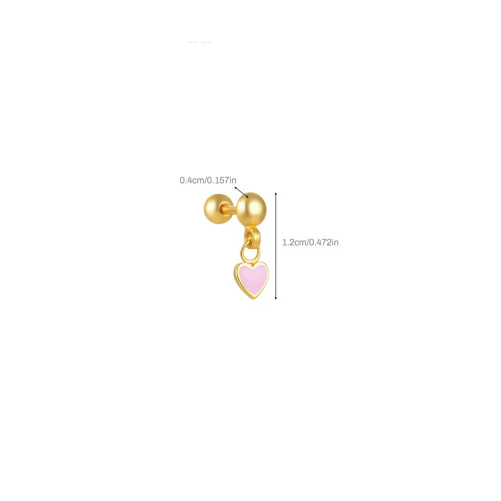 Pink Love Enamel Ball Back Earrings