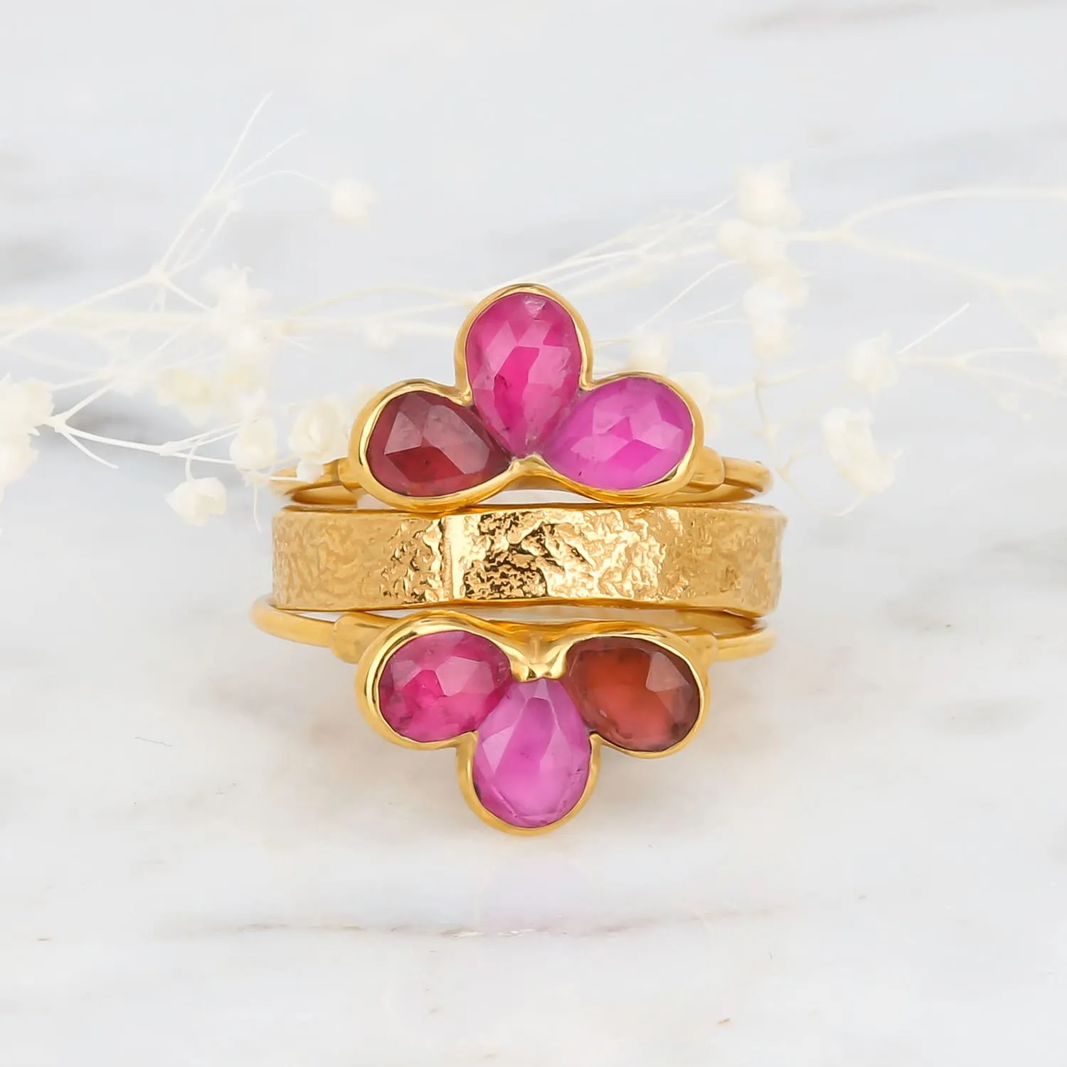 Pink Tourmaline Fleur Ring