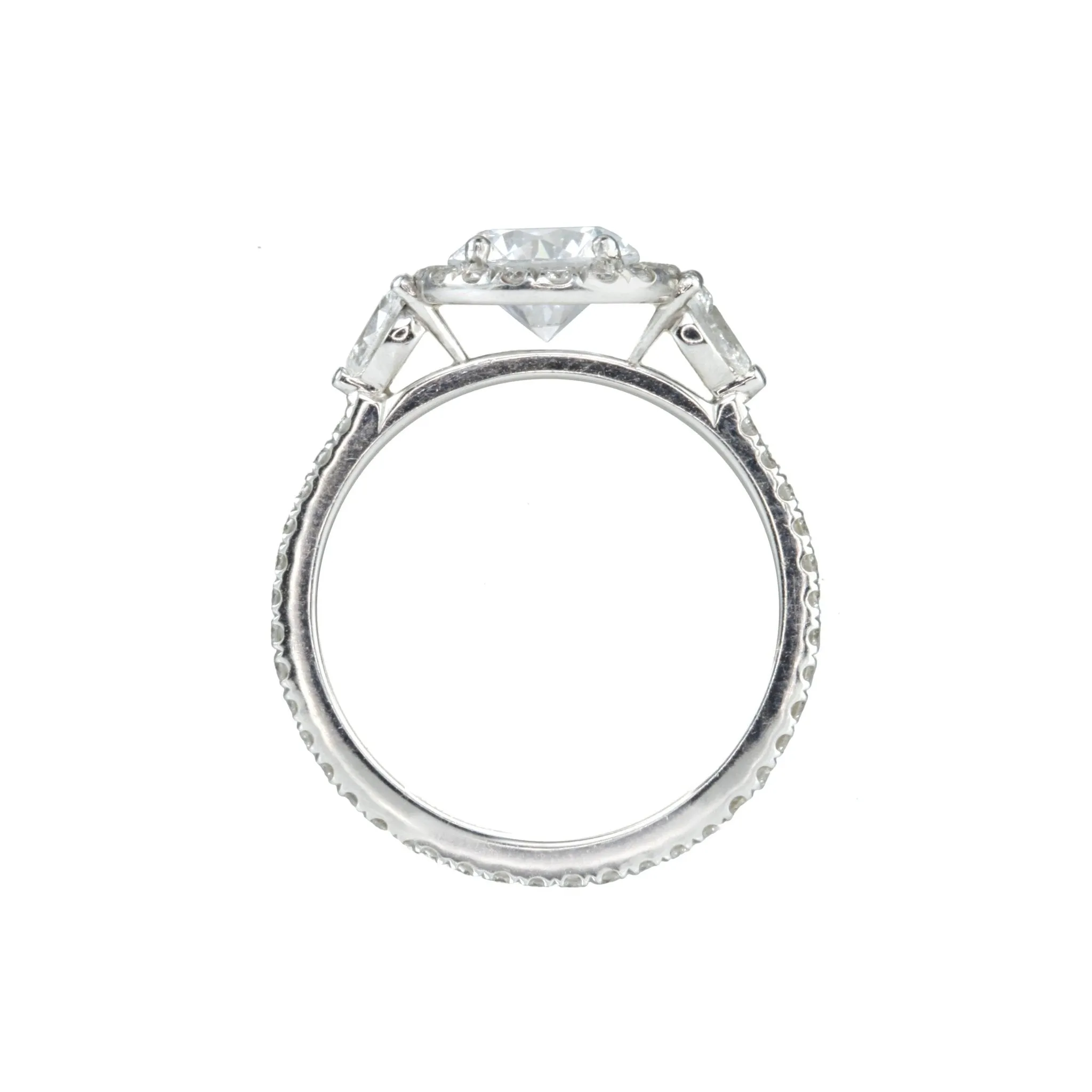 Platinum Mount with Diamond Halo and Pear-Shaped Diamond Shoulders