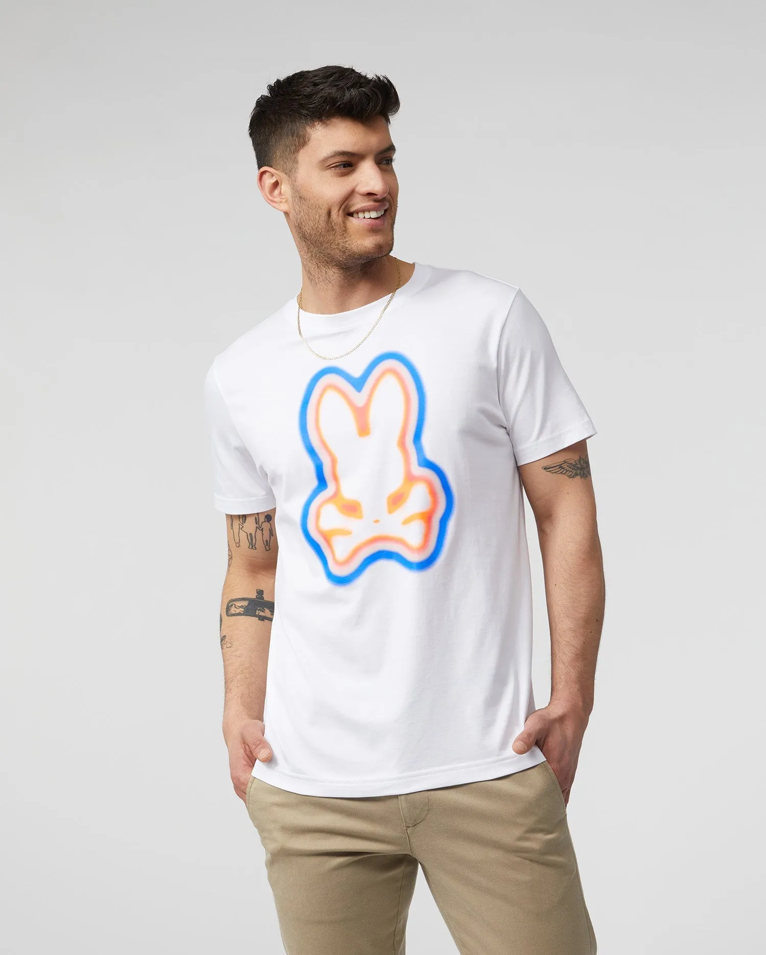 Psycho Bunny Mens Warner Graphic Tee - White