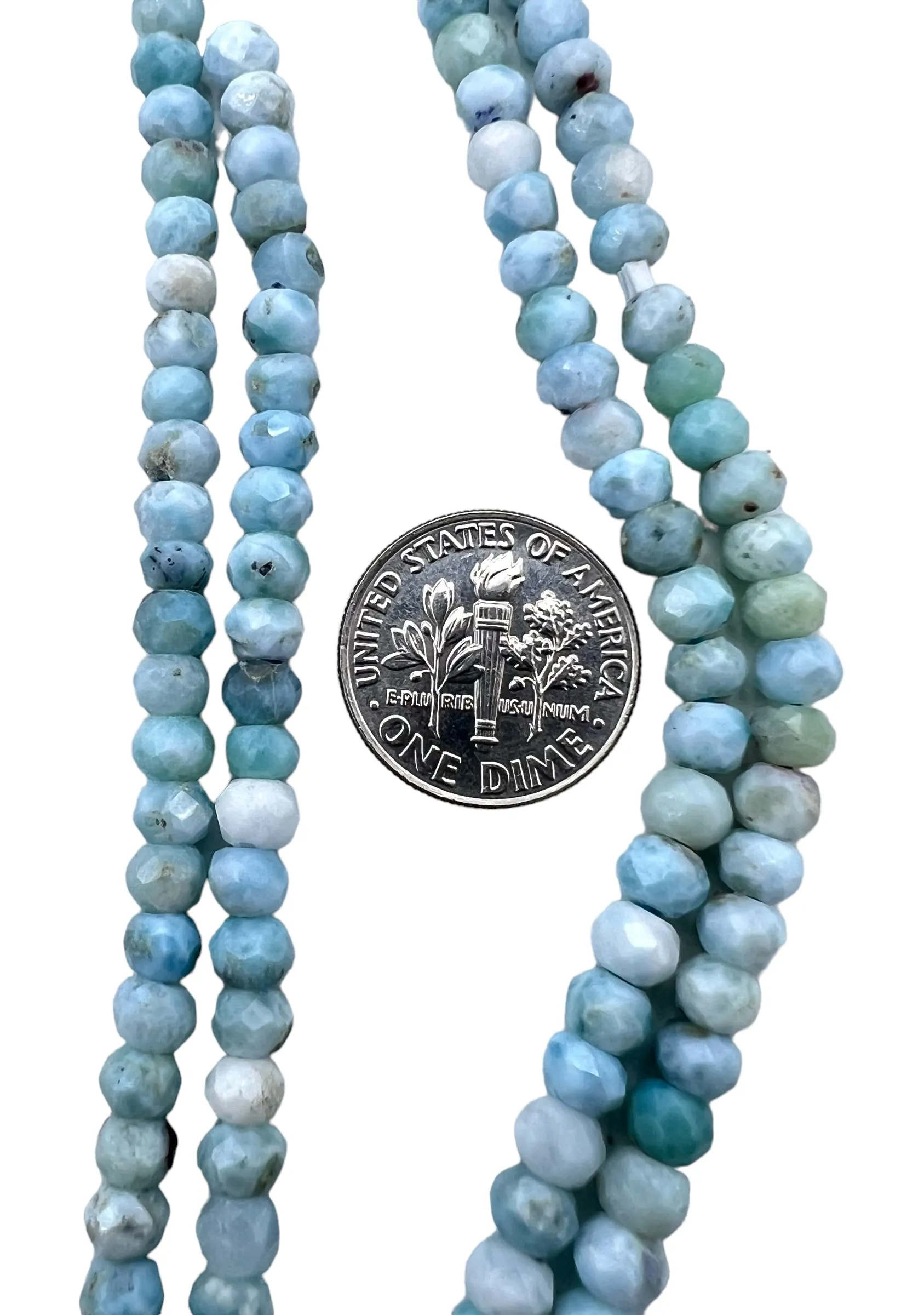 RARE Larimar 5mm Faceted Rondelle Beads,  (8 inch Strand)