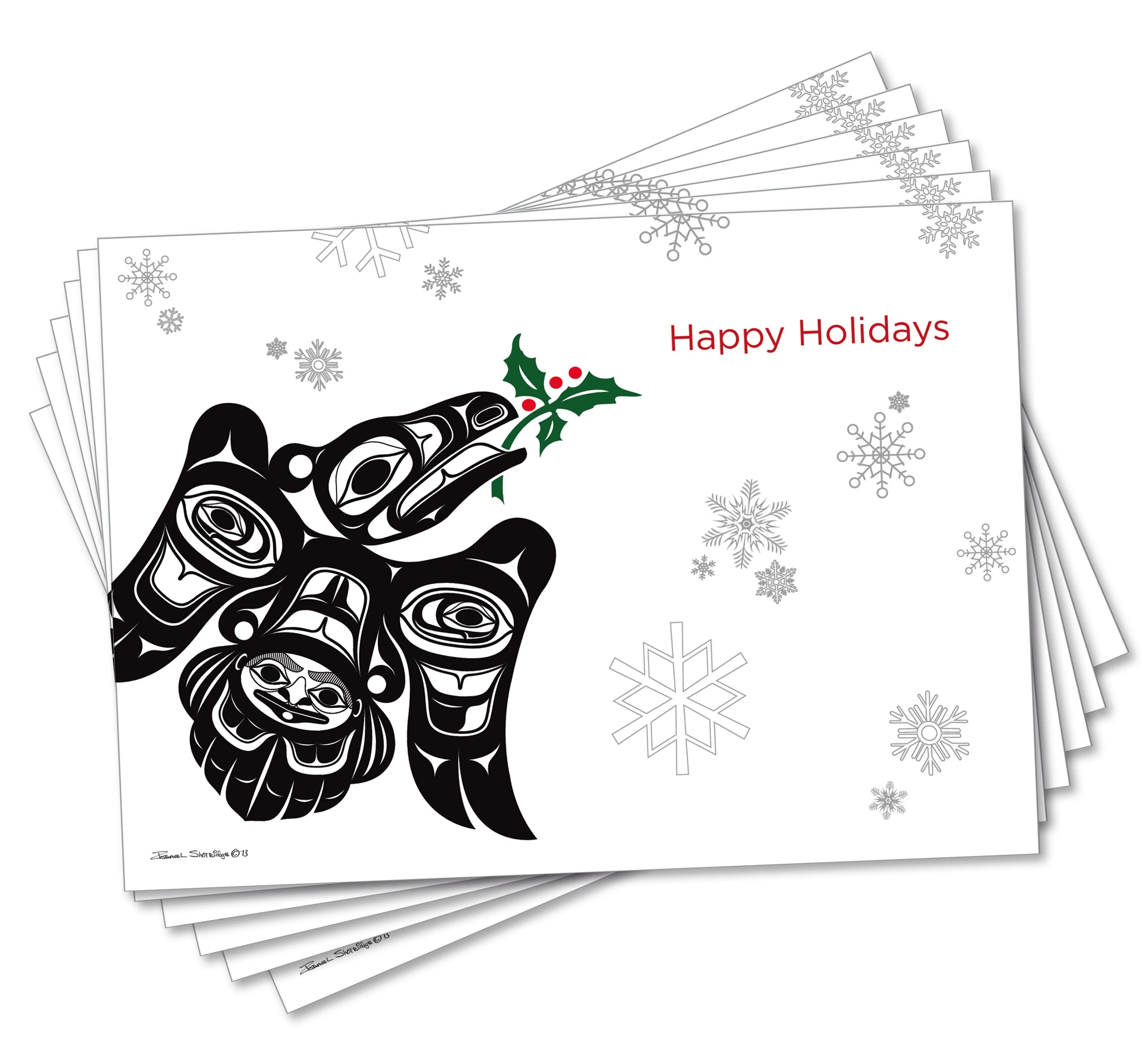 Raven with Holly - Holiday Art Card Set