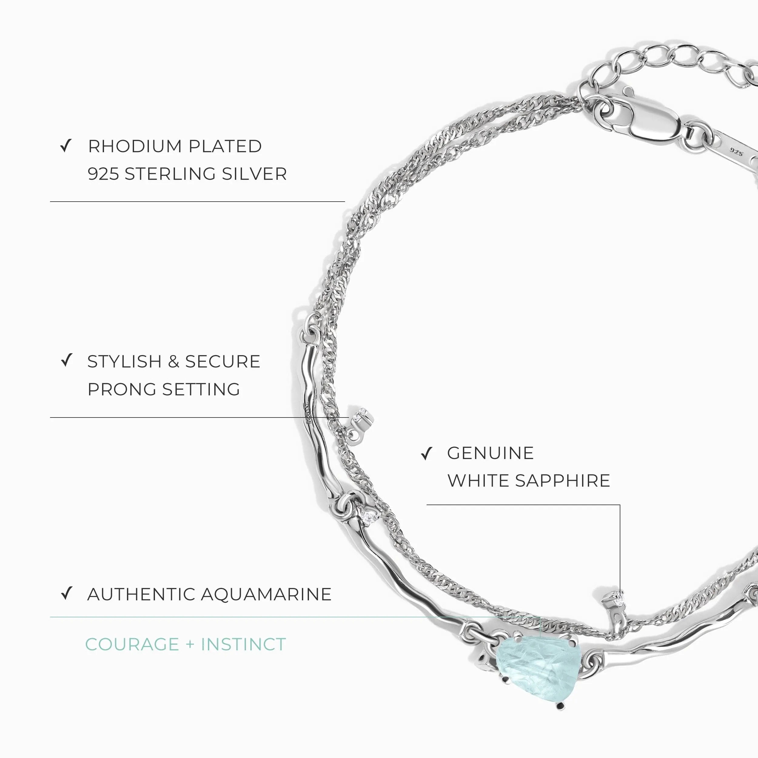 Raw Crystal Bracelet - Flow Aquamarine