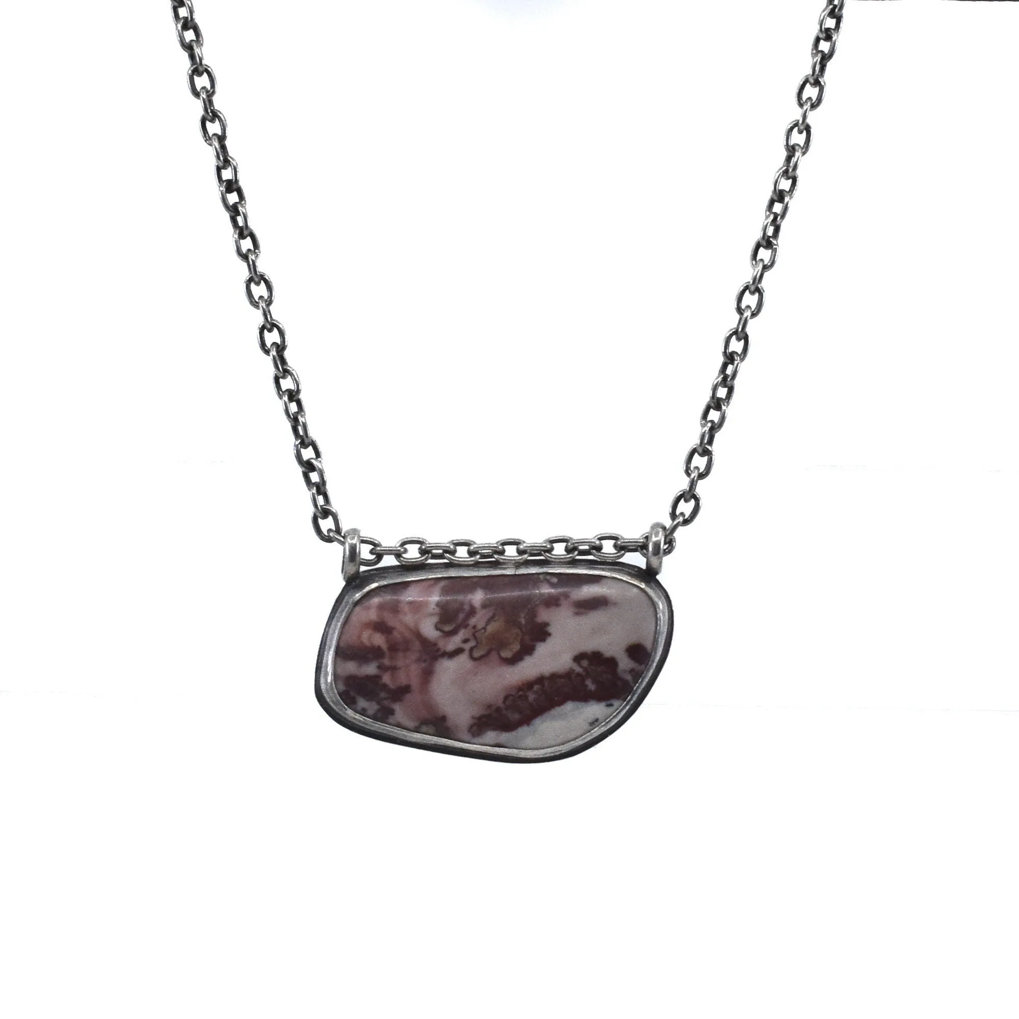 READY TO SHIP - Picasso Jasper Necklace - Pendant with Chain - .925 Sterling Silver Pendant - Ooak