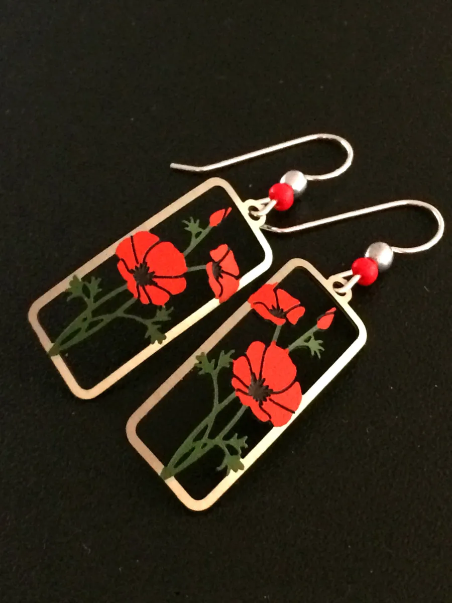 Red Poppy Flower Earrings by Sienna Sky