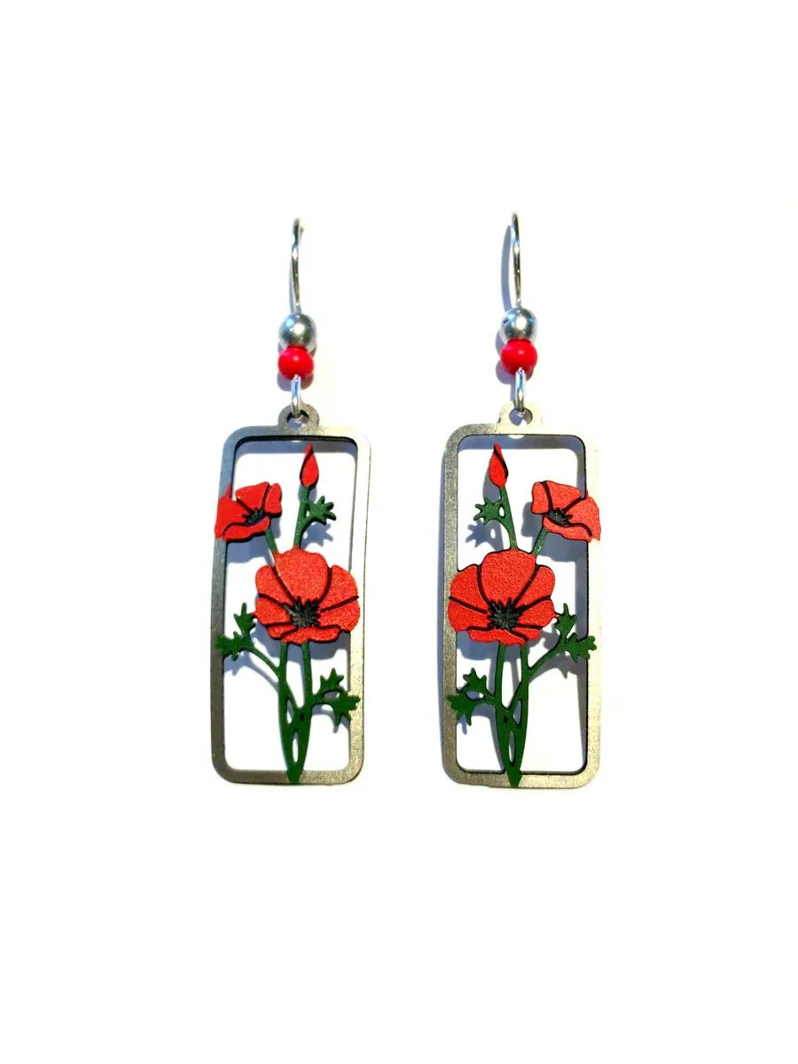 Red Poppy Flower Earrings by Sienna Sky