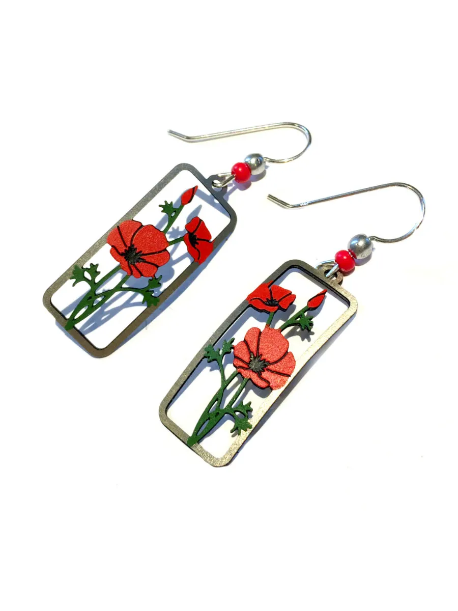 Red Poppy Flower Earrings by Sienna Sky