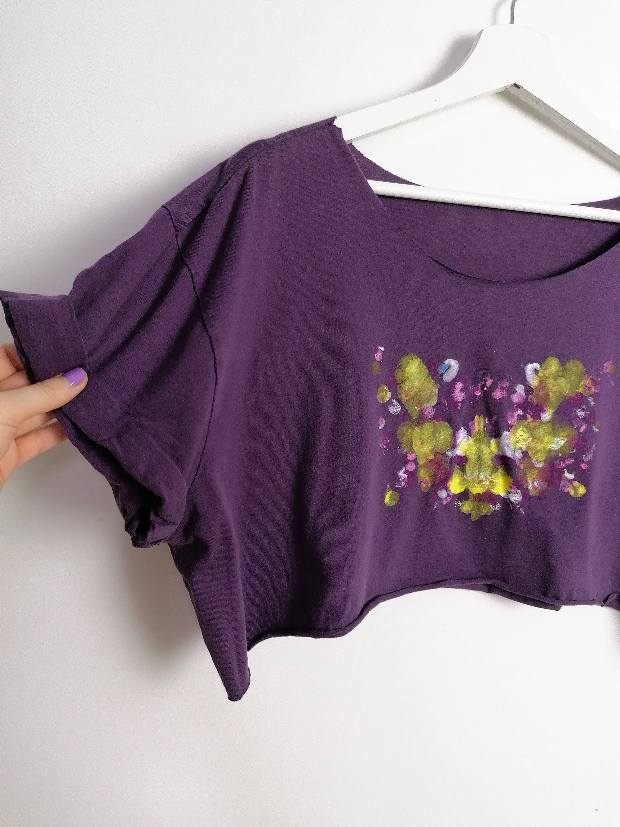 Reworked Hand-painted "Rorschach" Crop Top