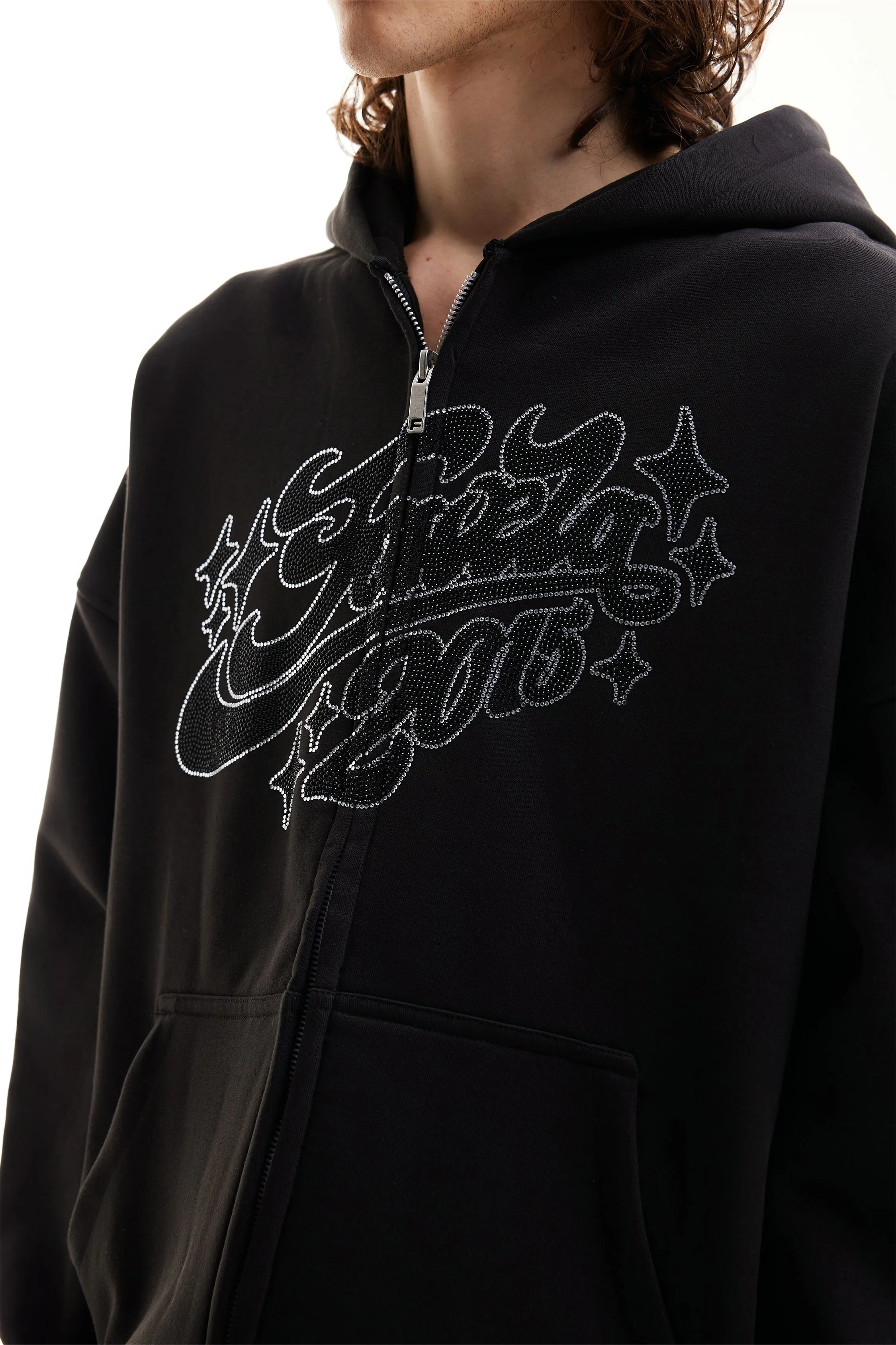 RHINESTONE 2015 BLACK FRONTZIP