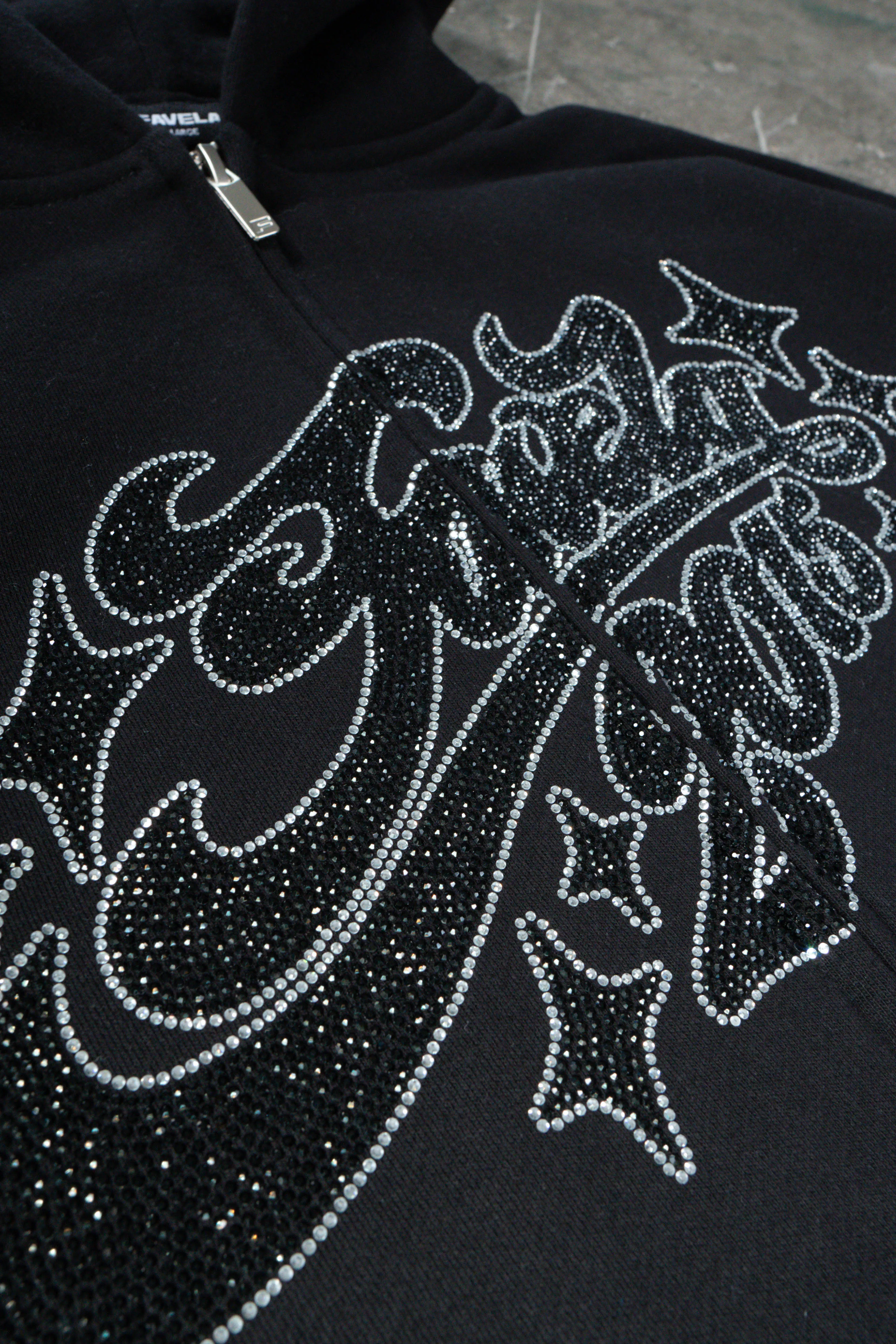 RHINESTONE 2015 BLACK FRONTZIP