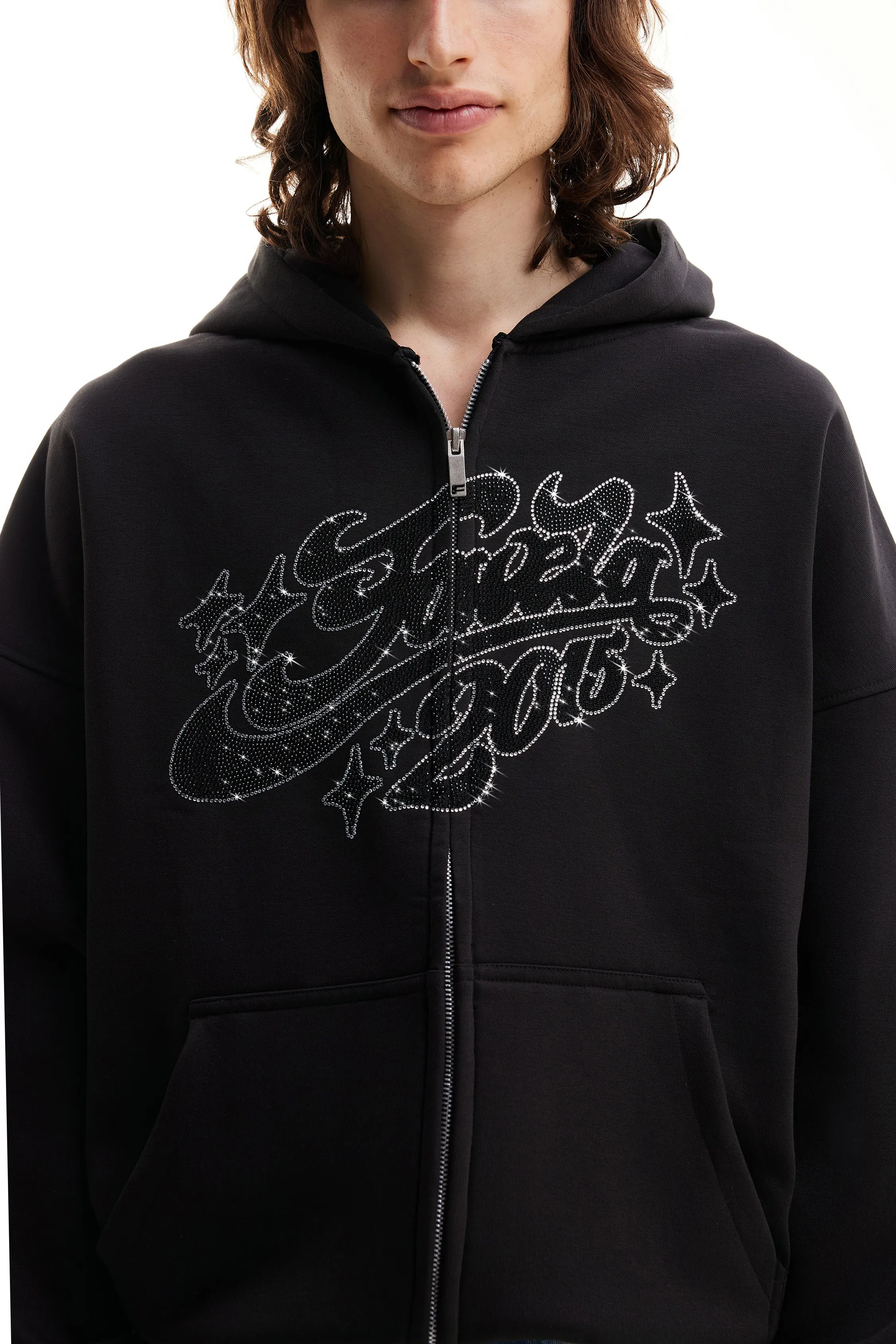 RHINESTONE 2015 BLACK FRONTZIP