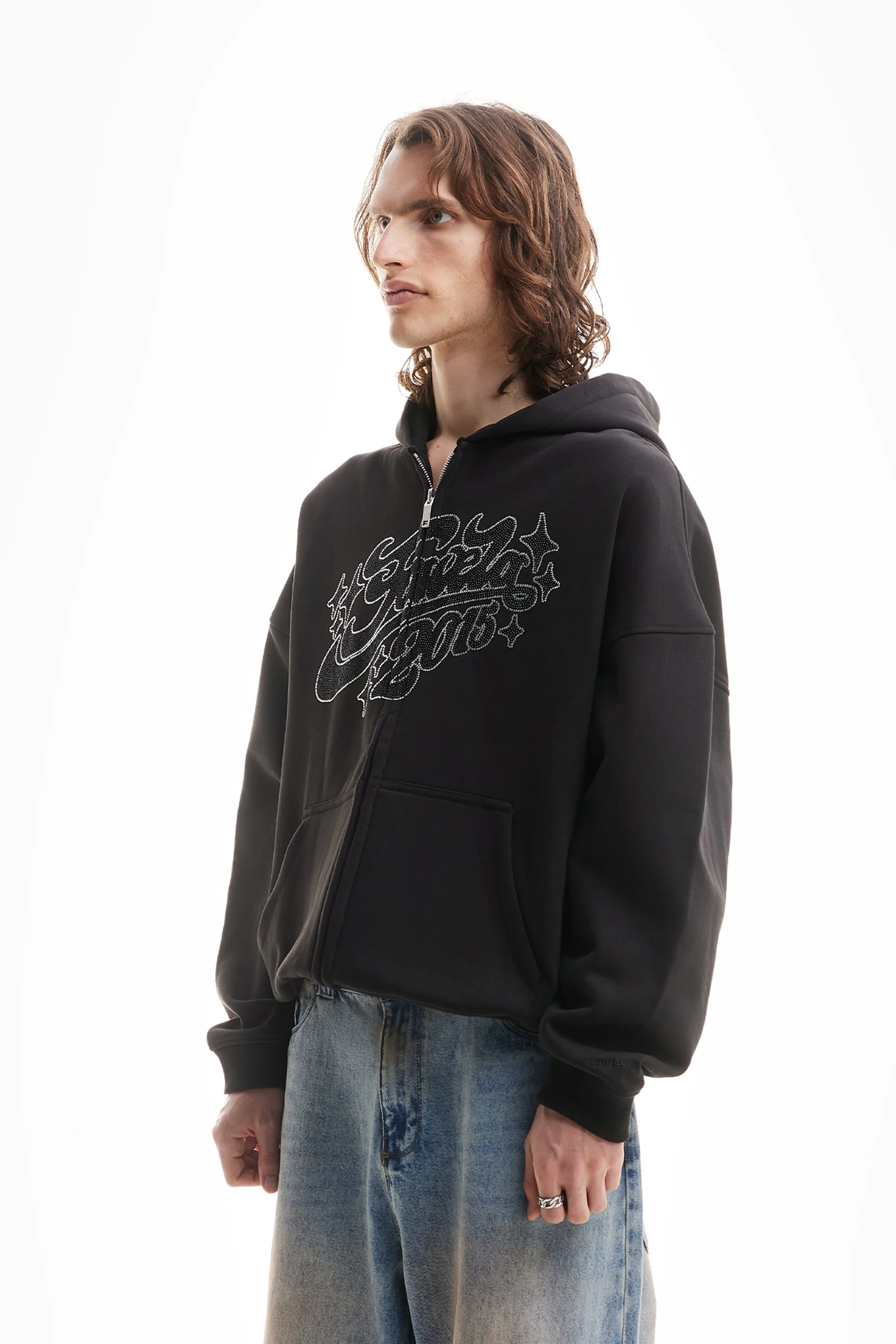 RHINESTONE 2015 BLACK FRONTZIP