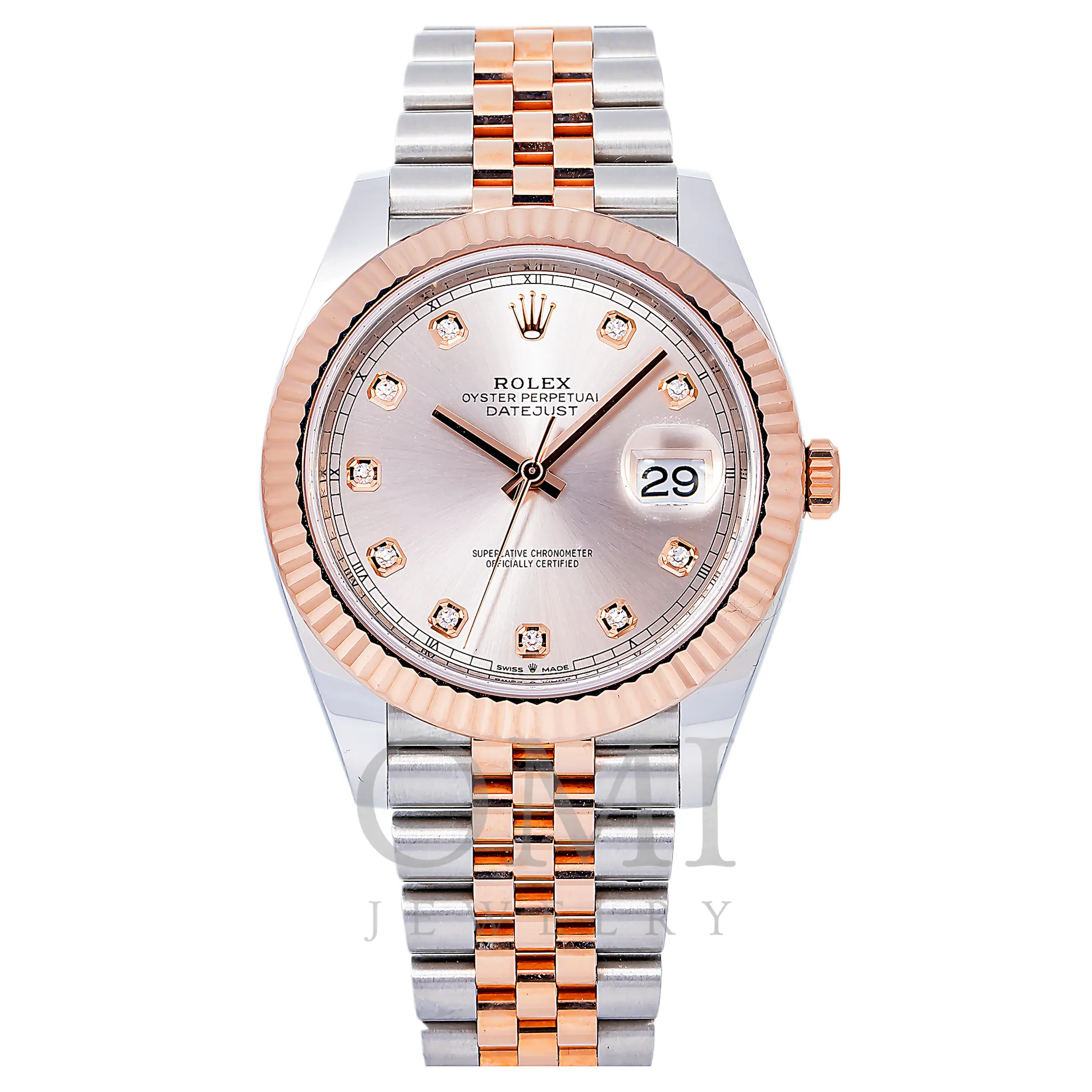 ROLEX DATEJUST 41 126331 41MM PINK FACTORY DIAMOND DIAL WITH TWO TONE JUBILEE BRACELET