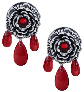 Rose Red Teardrop Dangle Stainless Steel Plugs