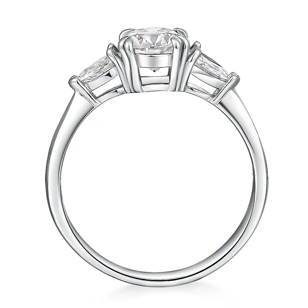 Round Diamond Solitaire Ring - 925 Sterling Silver