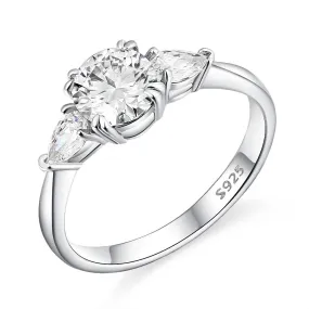 Round Diamond Solitaire Ring - 925 Sterling Silver