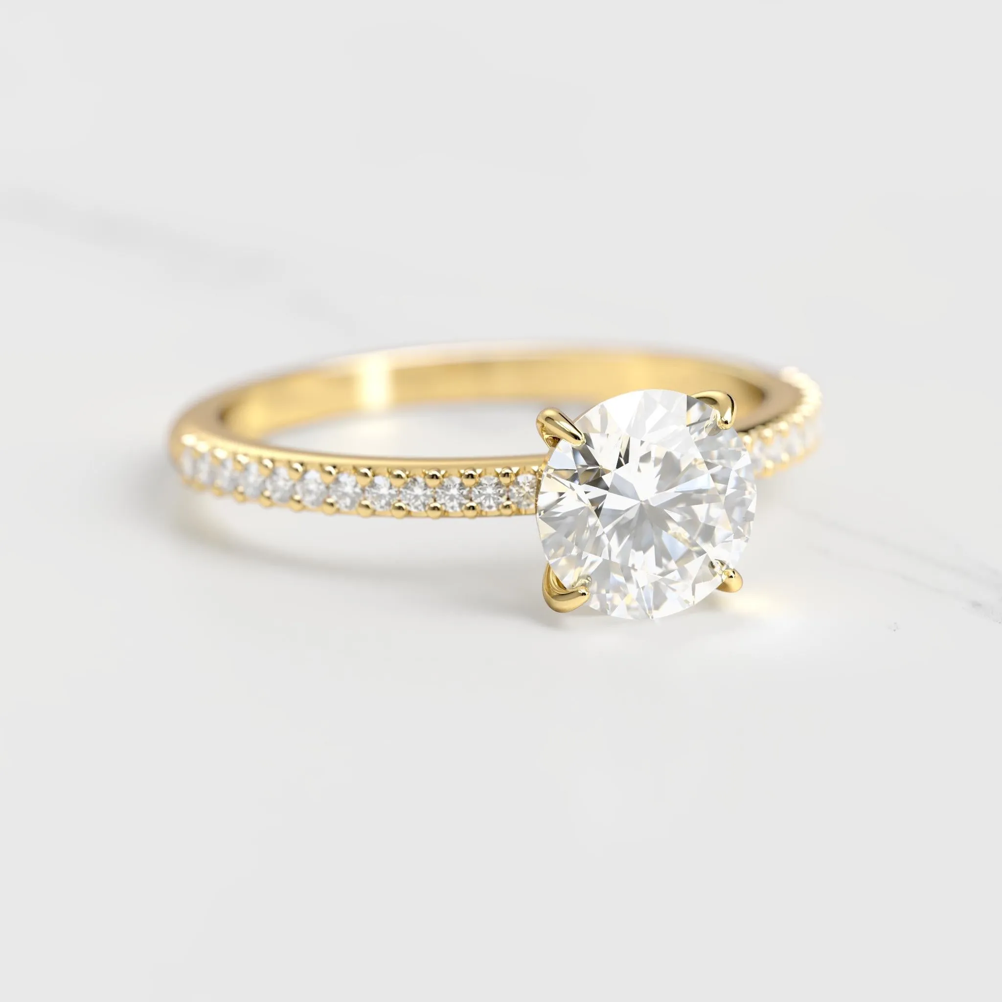 Round Half Pave Diamond Ring