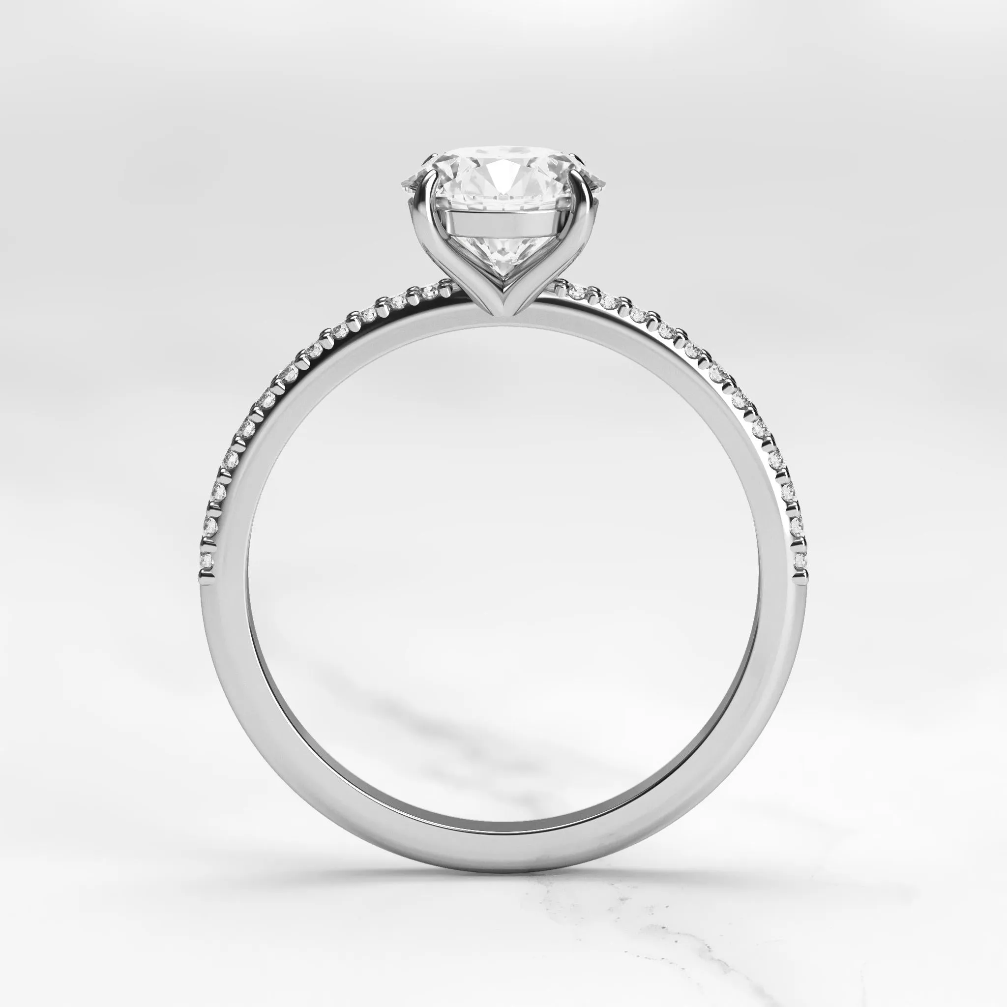 Round Half Pave Diamond Ring