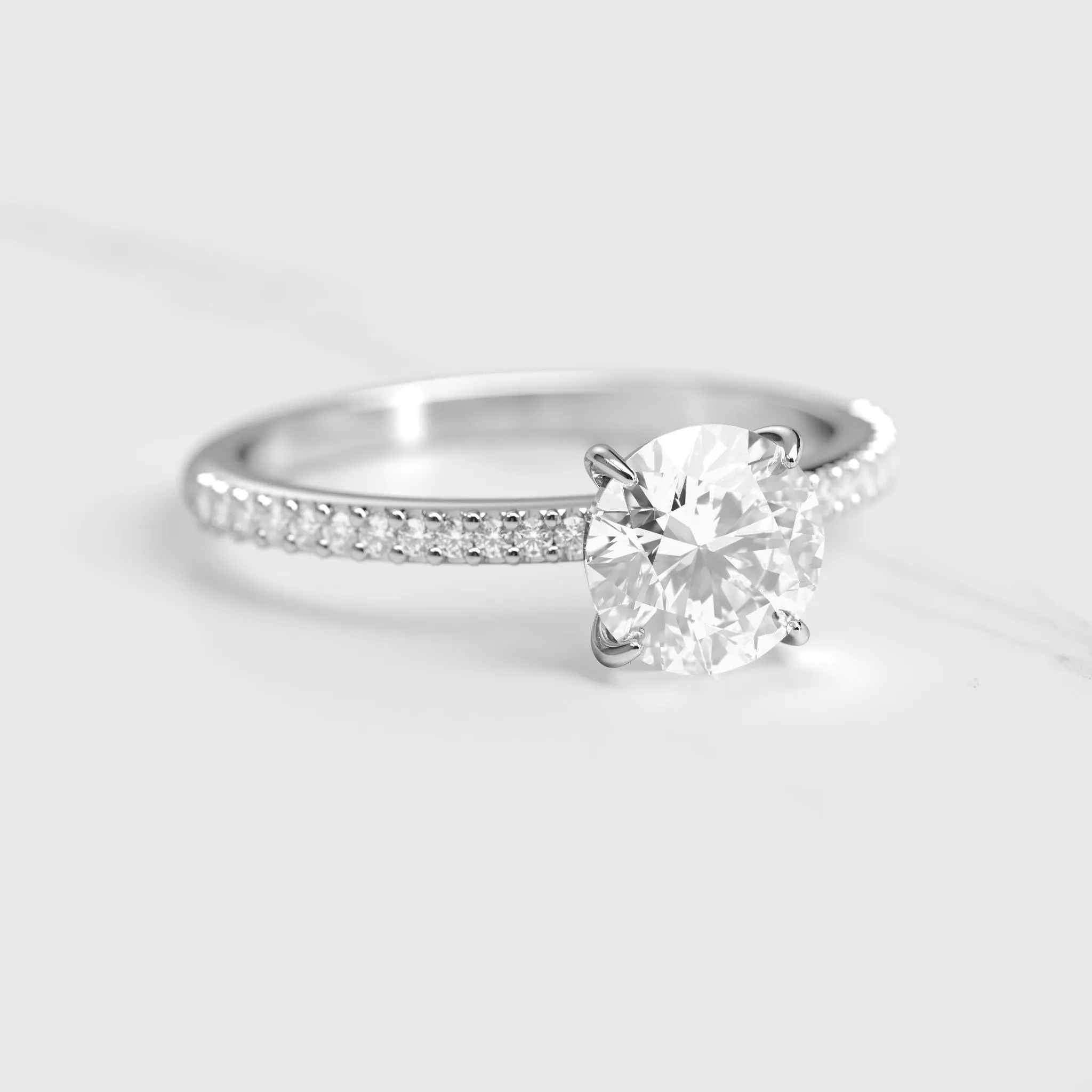 Round Half Pave Diamond Ring