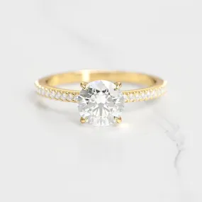 Round Half Pave Diamond Ring